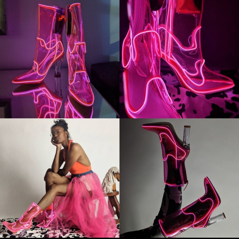🤩💕🤠NEON COWBOYS OUT PAST MIDNIGHT BOOTS - PINK